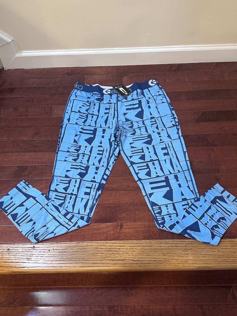 Ethika Stacked Light Blue & Navy Graphic Leggings